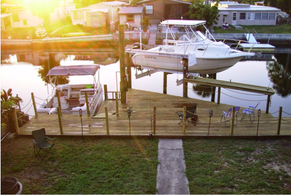 Deck with Boat Lift and Dock Deck with Boat Lift and Dock