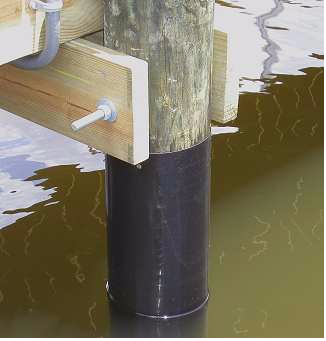 A newly wrapped piling A newly wrapped piling